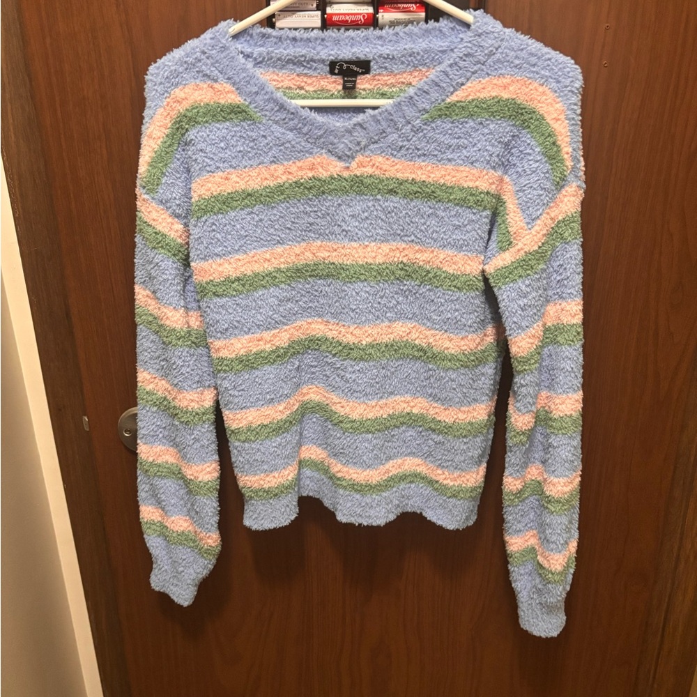 Art Class Fuzzy Striped Sweater